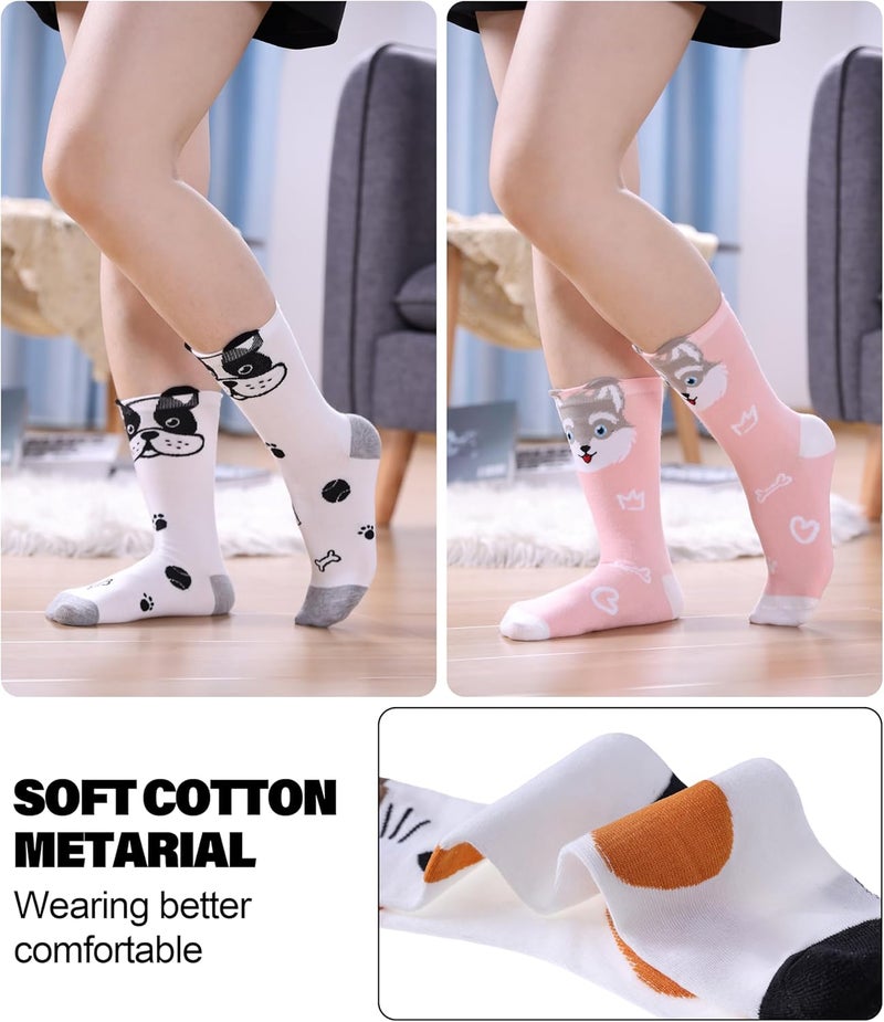 SDBING Womens Cat Socks Cute Gifts Animal Soft Breathable Thin Cotton Casual Crew Socks 5 Pairs - Image 2